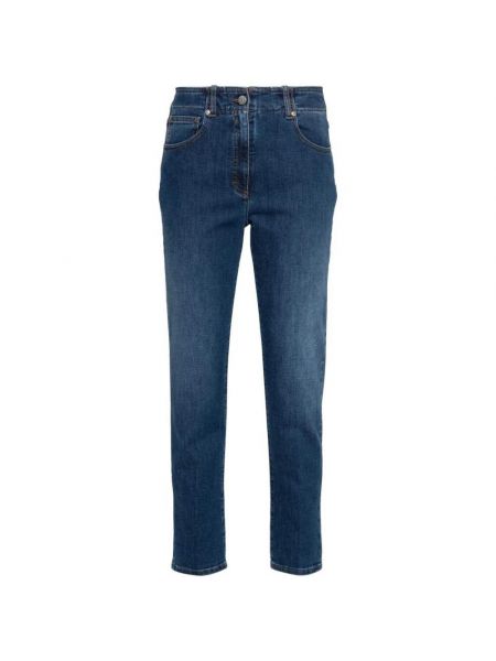 Niebieskie jeansy skinny slim fit Peserico
