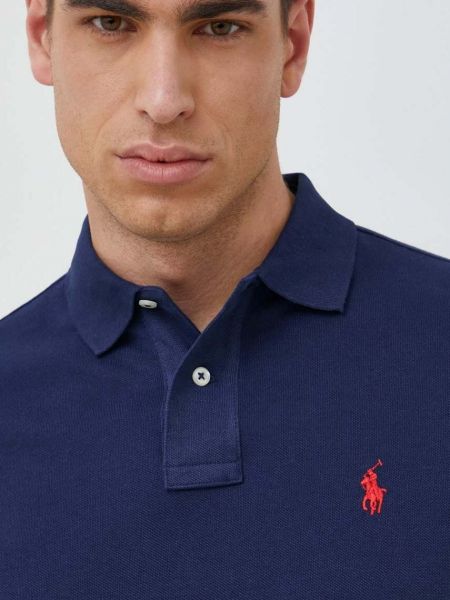 Pamučna polo majica jednobojna Polo Ralph Lauren plava
