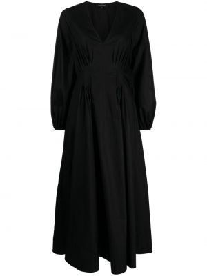 Βαμβακερή φόρεμα με λαιμόκοψη v Lee Mathews μαύρο