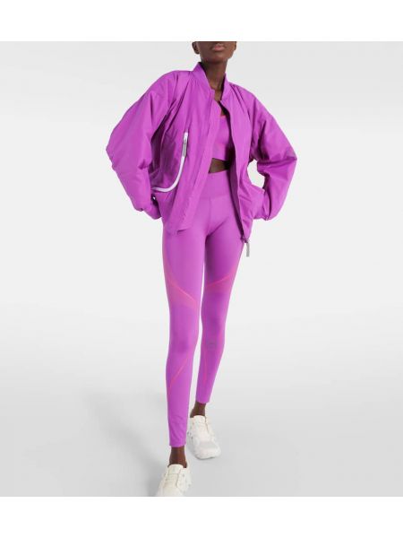Sportovní kalhoty s vysokým pasem Adidas By Stella Mccartney fialové