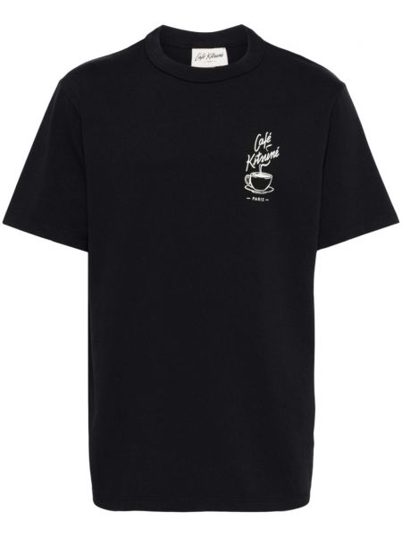 Bombažna majica s potiskom Café Kitsuné črna