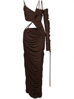 Асиметрична вечерна рокля от джърси Balmain кафяво