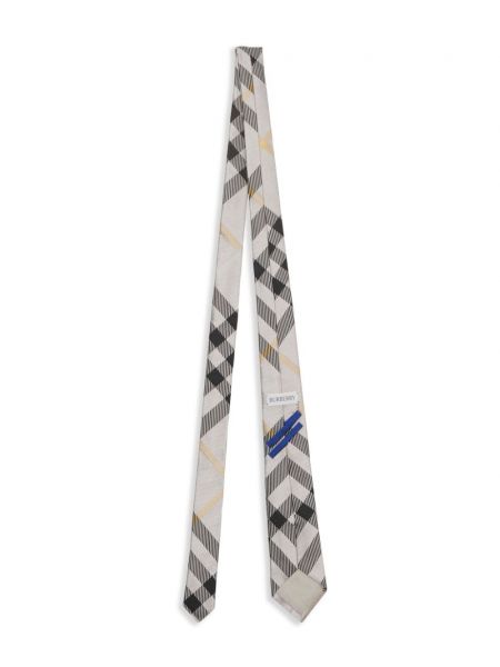 Jedwabny krawat w kratkę Burberry szary