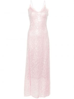 Вечерна рокля с дантела Staud розово