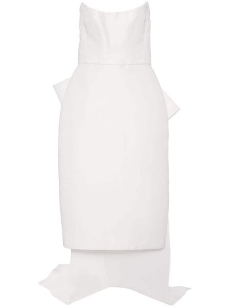 Sukienka koktajlowa z kokardką z wysoką talią Amsale biała