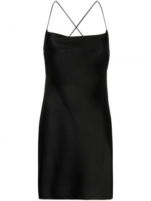 Hedvábné koktejlové šaty Saint Laurent černé