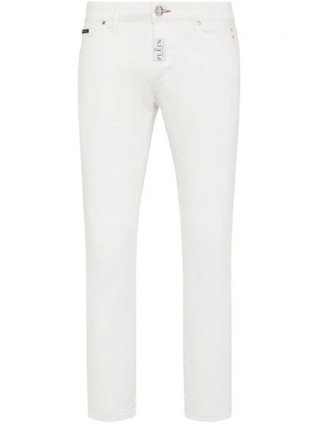 Strečové džínsy s nízkym pásom Philipp Plein biela