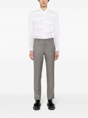 Pruhované vlněné rovné kalhoty Comme Des Garçons Homme Plus šedé