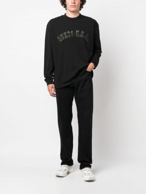 Bluza z nadrukiem z okrągłym dekoltem Guess Usa czarna