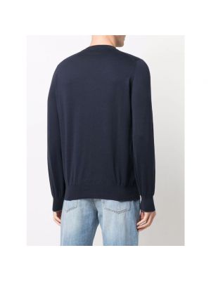 Jersey de algodón de tela jersey de cuello redondo Brunello Cucinelli azul