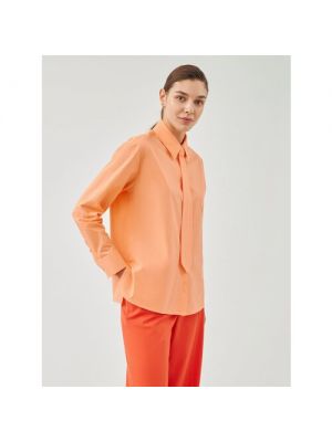 Рубашка Pompa, повседневный стиль, свободный силуэт, длинный рукав, без карманов, однотонная, 48 оранжевый