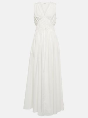 Βαμβακερή μάξι φόρεμα Brunello Cucinelli λευκό
