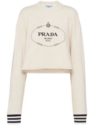 Fleece hoodie mit stickerei aus baumwoll Prada