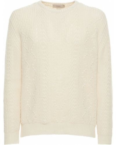 Памучен пуловер Agnona бяло