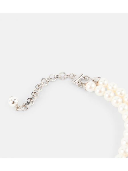 Collier avec perles en cristal Alessandra Rich blanc