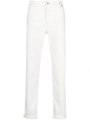 Bavlnené džínsy s rovným strihom Brunello Cucinelli biela