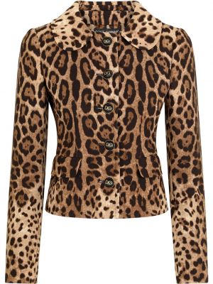 Vlněná přiléhavá bunda s potiskem Dolce & Gabbana hnědá
