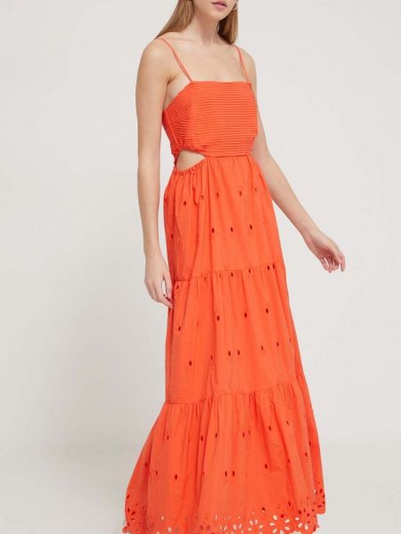Sukienka długa bawełniana Desigual pomarańczowa