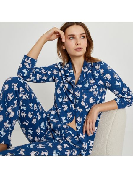 Pijama de algodón con estampado La Redoute Collections azul