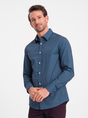 Βαμβακερό πουκάμισο σε στενή γραμμή Ombre μπλε