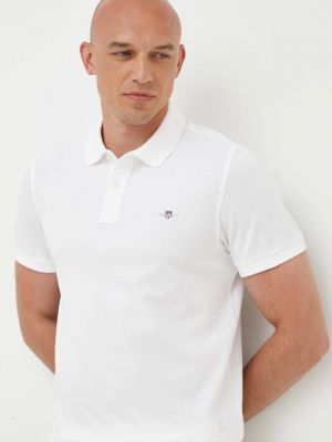 Памучна тениска с дълъг ръкав Gant бяло