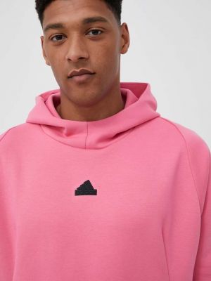 Суичър с качулка с апликация Adidas розово