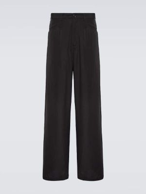 Kalhoty s vysokým pasem relaxed fit Balenciaga černé