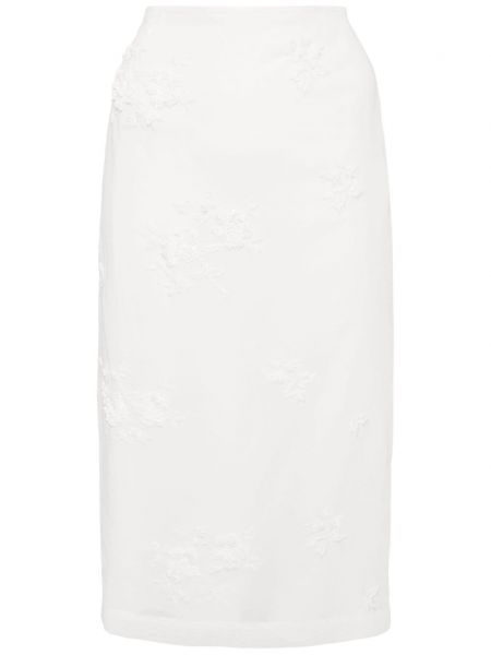 Φλοράλ midi φούστα Shushu/tong λευκό