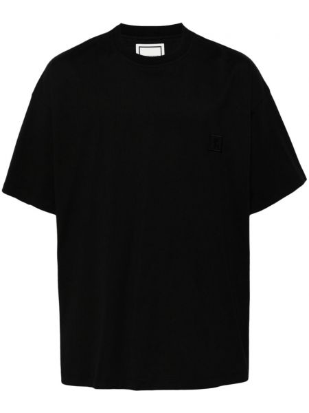 Raštuotas medvilninis marškinėliai Wooyoungmi juoda