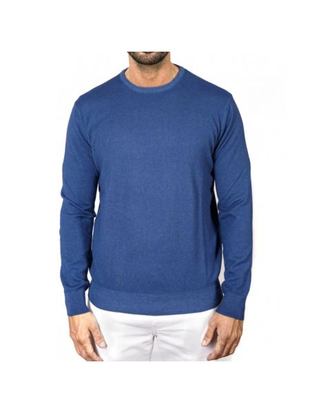 Sweter z kaszmiru z wełny merino Filippo De Laurentiis niebieski