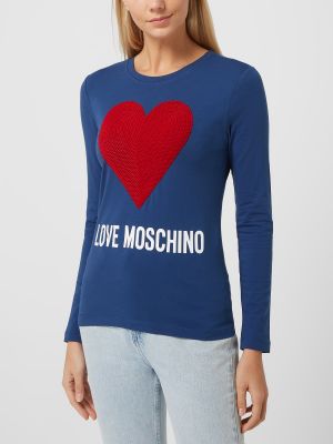 Bluzka z cekinami z długim rękawem Love Moschino niebieska