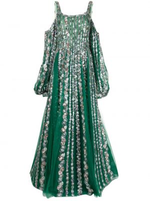 Vakarinė suknelė iš tiulio Saiid Kobeisy žalia