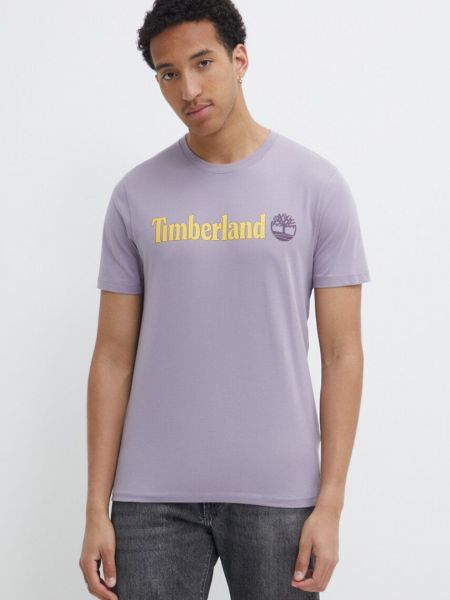 Bombažna majica Timberland vijolična