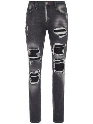 Straight fit džíny s dírami Philipp Plein černé