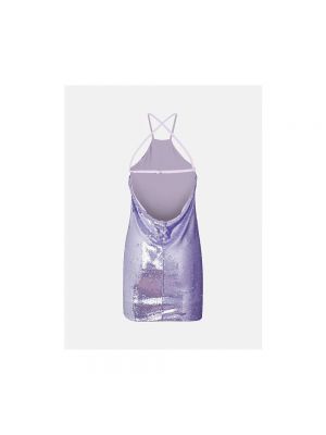 Haftowana sukienka mini z otwartymi plecami The Attico fioletowa