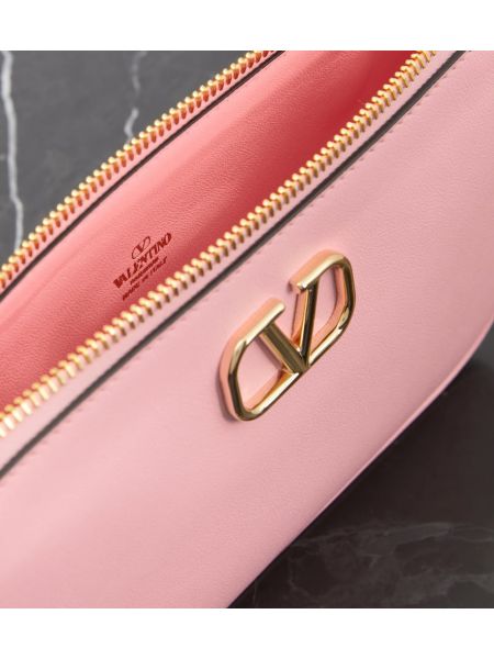 Δερμάτινη τσάντα ώμου Valentino Garavani ροζ