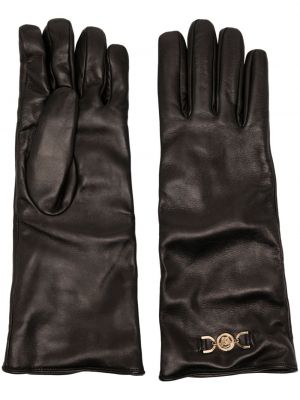 Rękawiczki skórzane Versace brązowe
