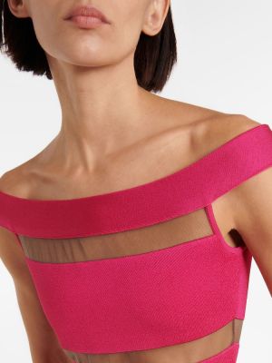 Φόρεμα από διχτυωτό Balmain ροζ