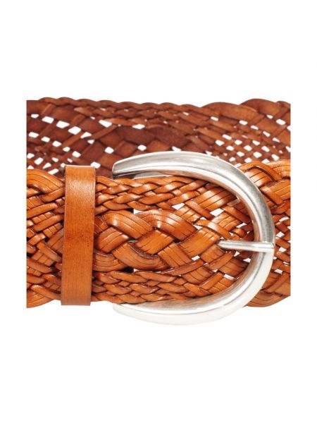 Cinturón de cuero con hebilla con trenzado Orciani marrón