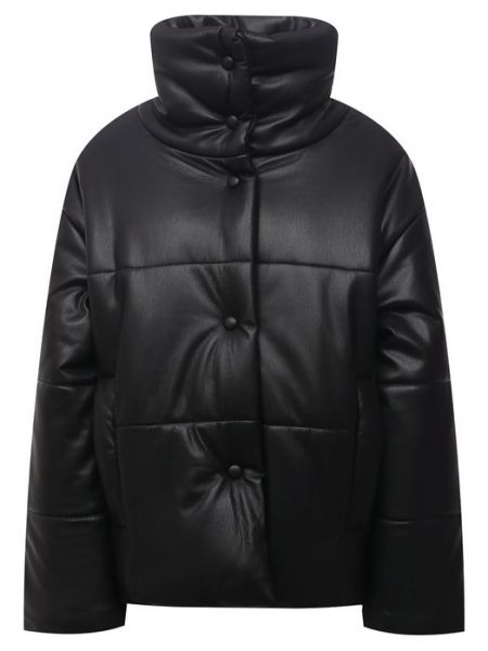 Утепленная куртка из искусственной кожи Nanushka черная