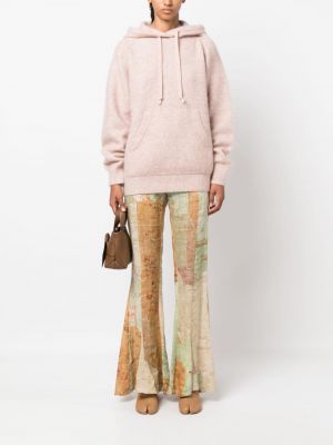 Melanžinis vilnonis džemperis su gobtuvu Acne Studios rožinė