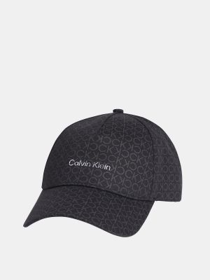 Gorra de algodón con estampado Calvin Klein negro