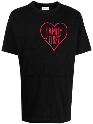 T-shirt mit stickerei aus baumwoll Family First schwarz