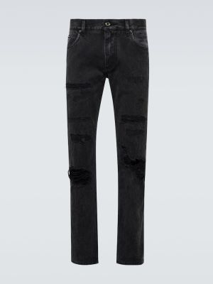 Slim fit skinny džíny s oděrkami Dolce&gabbana šedé