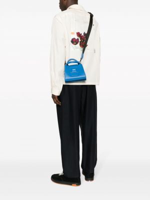 Dabīgās ādas shopper soma ar apdruku Omc zils