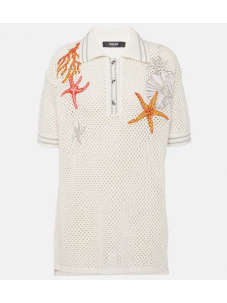 Poloshirt mit stickerei aus baumwoll Versace weiß