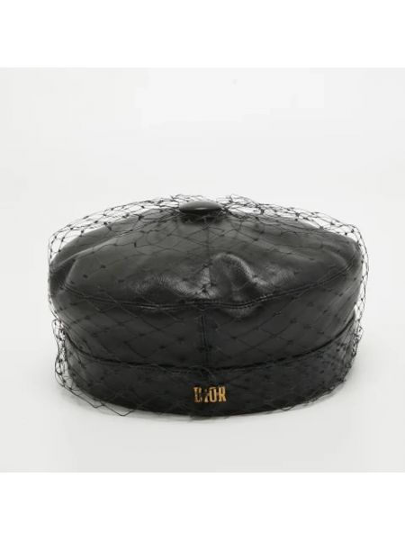 Czapka skórzana Dior Vintage czarna