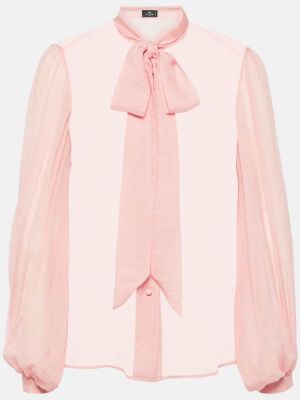 Svilena bluza s mašnom Etro ružičasta