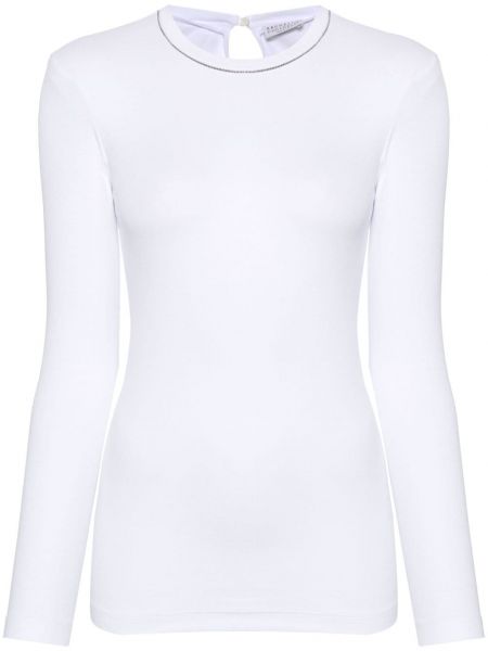 T-shirt avec perles Brunello Cucinelli blanc