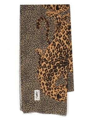 Fular de mătase cu imagine cu model leopard Yves Saint Laurent Pre-owned
